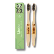 Load image into Gallery viewer, Kids Bamboo Toothbrush with Soft Bristles, Pack of TWO
