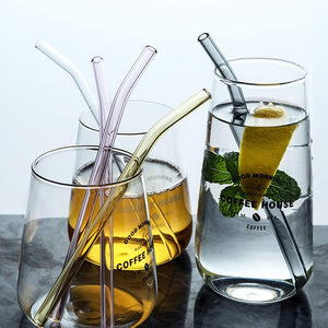 Bent Glass Drinking Straws, Family Pack (Set of 12 Multicolor Straws)