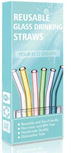 Load image into Gallery viewer, Bent Glass Drinking Straws, Family Pack (Set of 12 Multicolor Straws)
